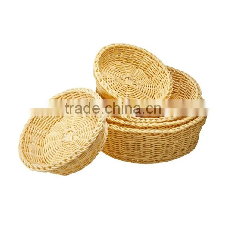 S&D handmade pp rattan round bread wicker fruit basket