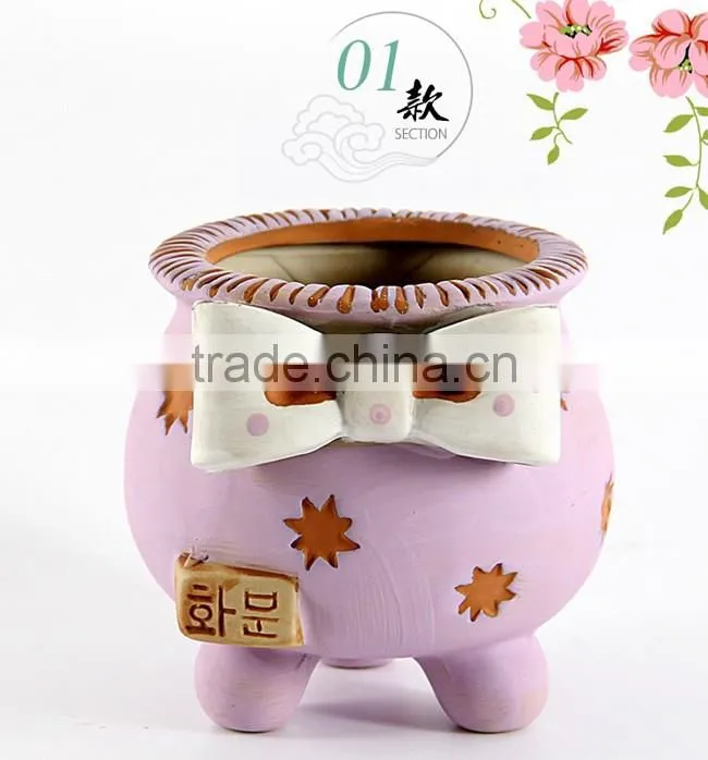 Korean style hand painting ceramic small decorative flower pots