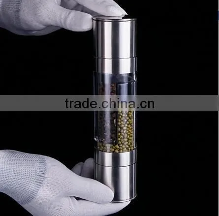 CY181 Multifunctional Manual Stainless Steel Pepper Mill With Two Storage Container peper grinder
