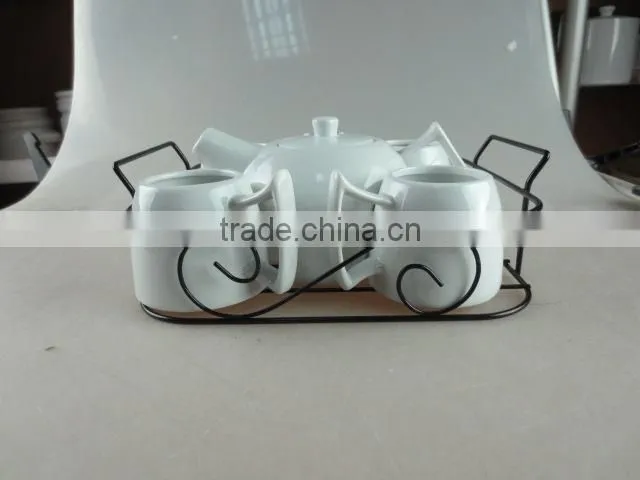 porcelain coffee set with iron basket