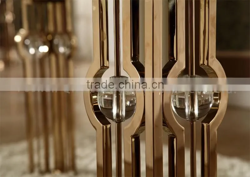 rose golden stainless steel dining table with crystal decoration