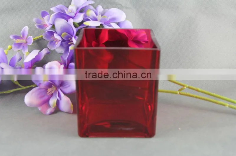 transparent glass vase , square glass flower vase