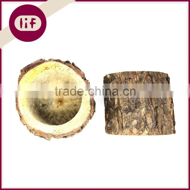 Natural Wooden Stump Flower Pot, Wooden Stump Flower Pot; Eco-friendly Flower Pot