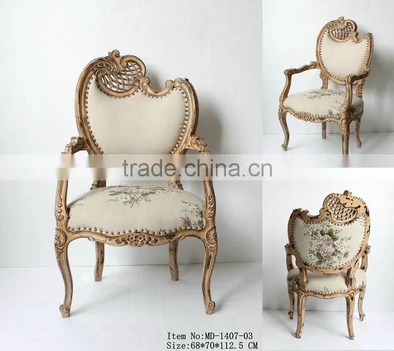 China hot sales antique style wedding chair for bride and groom