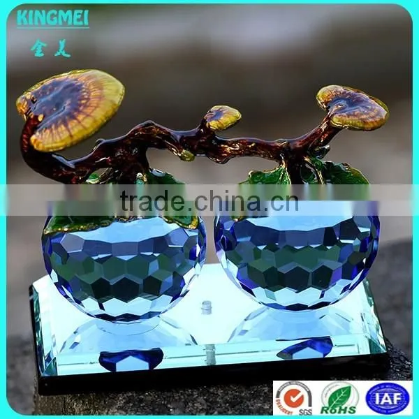 gold leaves glass apple with mirror base for car decoration