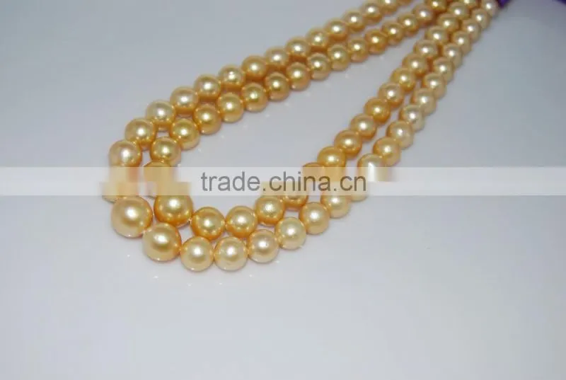 10-11mm AA golden round south sea pearl strands