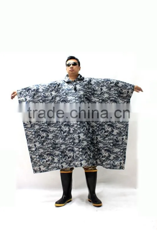 190T 210T 145x110cm military green rain coat poncho with Logo