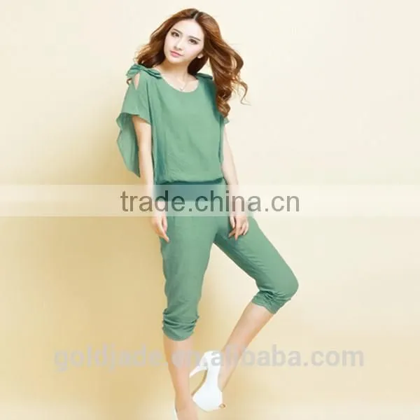 OEM polyester cotton spandex lady sexy casual shorts and harem pants set