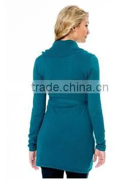 Wholesale Warm Cowl Neck Long Sleeve Sash Belt Maternity Sweater