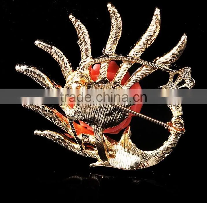 F20047N Women favorite peacock animal rhinestone brooch for party invitation bulk brooch