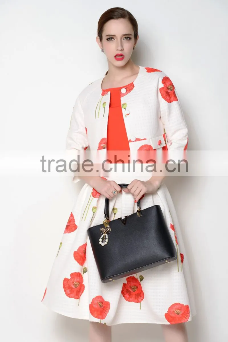 latest floral o neck designed casual trendy ladies suit design jackets