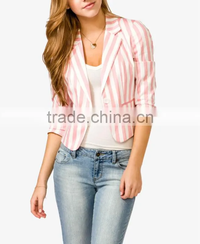 Single Button Striped Blazer