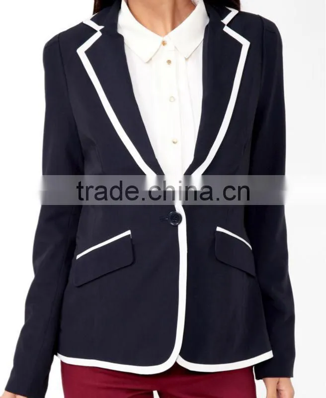 Contrast Single Button Blazer