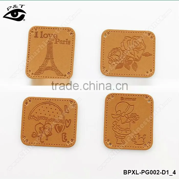 Square shape PU leather label design for clothing