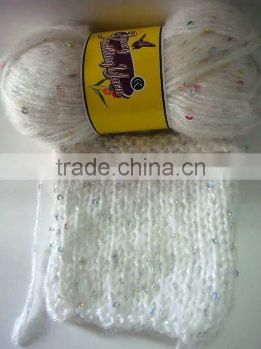 Acrylic hand knitting yarn in gray for sequin scarf