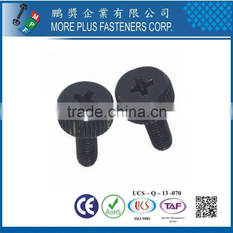 Made in Taiwan Steel Knurled Thumb Screw Flat Head Black Oxide
