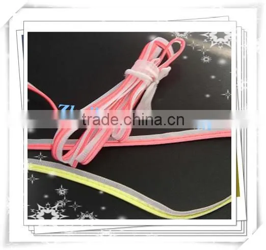 Colored High Visibility Polyester Reflective Fabric Piping Ribbon For Clothing