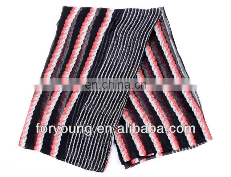 navy blue rope striped print scarf