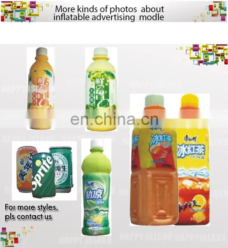Hot sale !inflatable advertising drink model,inflatable bottle model, giant bottle model