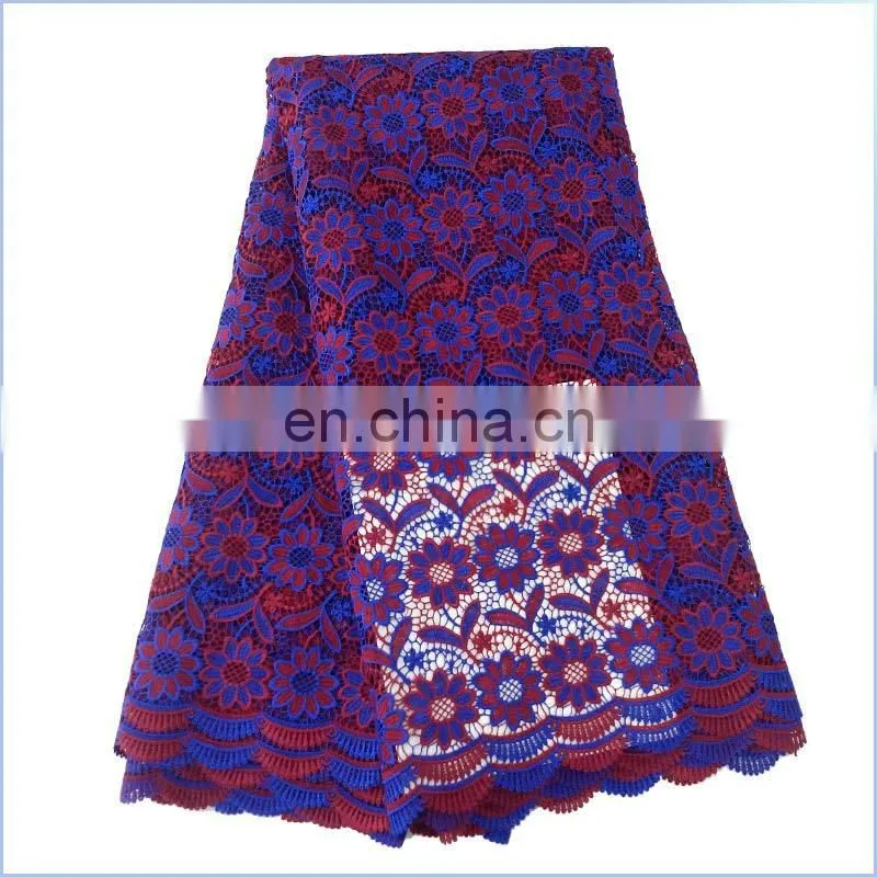 high quality 100% Cotton embroidered african guipure lace fabric for wedding dress LS15073137 LS15073138