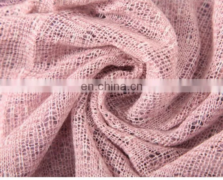 Lingshang new design lady's pure acrylic handmade knitted triangular attached bowknot scarf