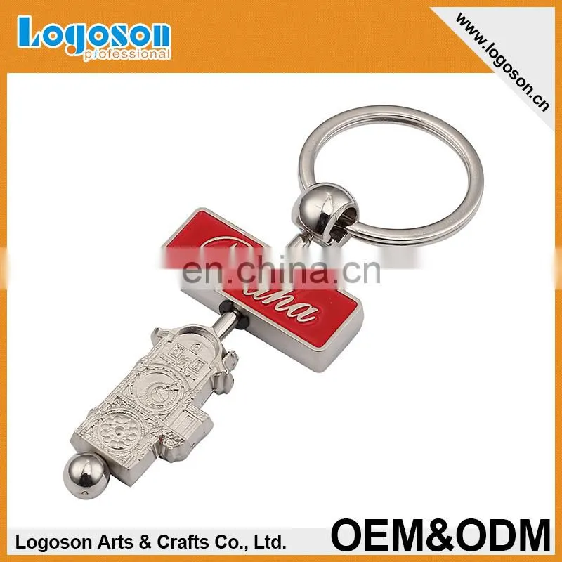 2015 newest high quality custom PRAHA metal spinning keychain