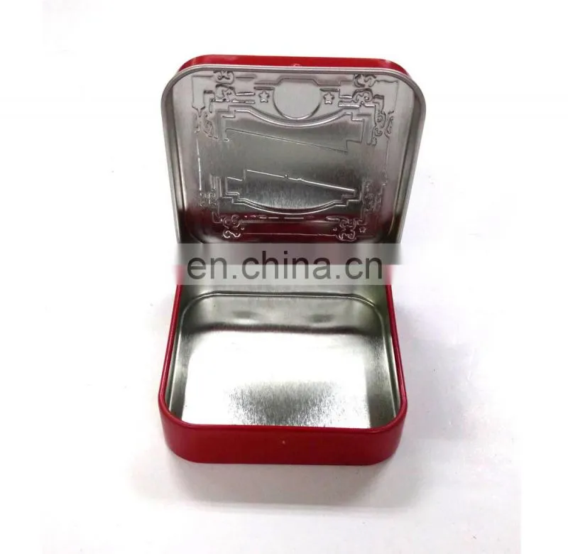 Red square earphone tin box