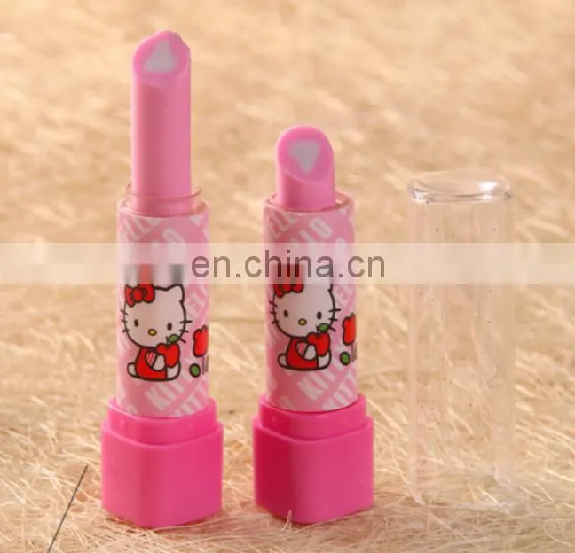 Pink lipstick shaped pencil eraser