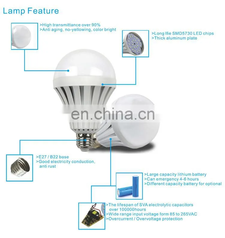 New Emergency Rechargeable 5w 7w 9w Led Lamp E27