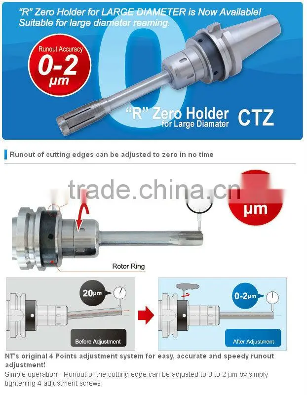 BT40 Tool Holder NT TOOL "R" Zero Holder for Large Diameter CTZ