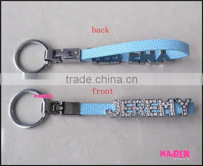 metal leather tourist souvenir name key chain with letter