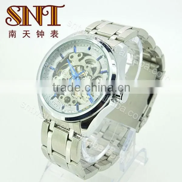 SNT-ME016 skeleton mechanical stainless steel watch