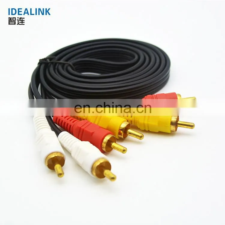 Free sample high quality 1.5m black 3 rca to 3 rca av cable audio video cable
