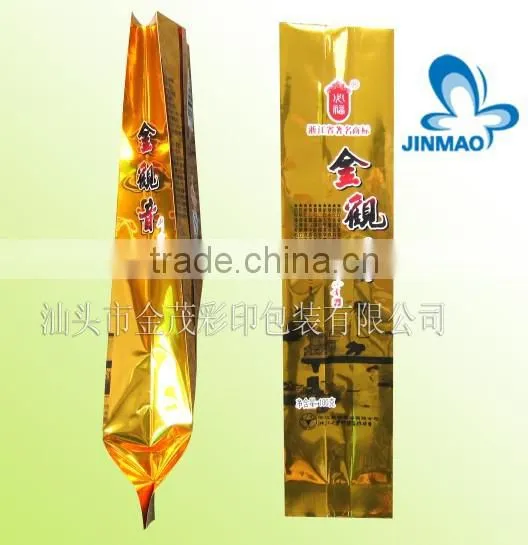 Laminated aluminium foil tea packaging bag with side gusset