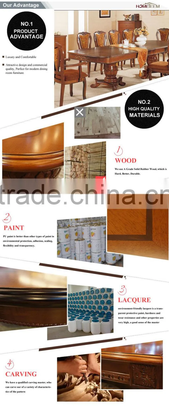 antique wooden inlay dining room furniture