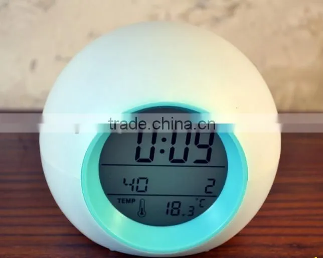 7 LED Color Triangle Alarm Clock change alarm clock Pyramid Digital LCD Snooze