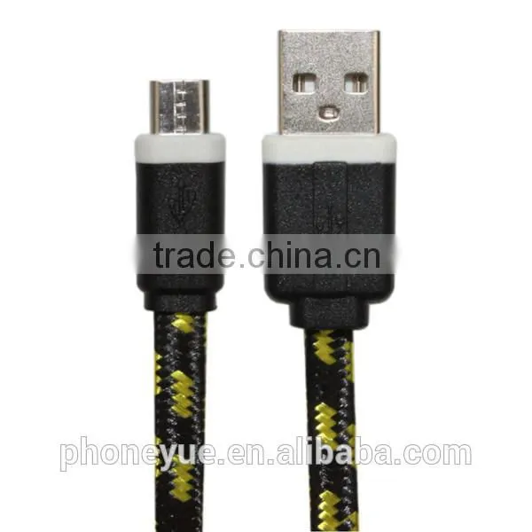 hot selling whole mix three colors micro braided usb charging cable