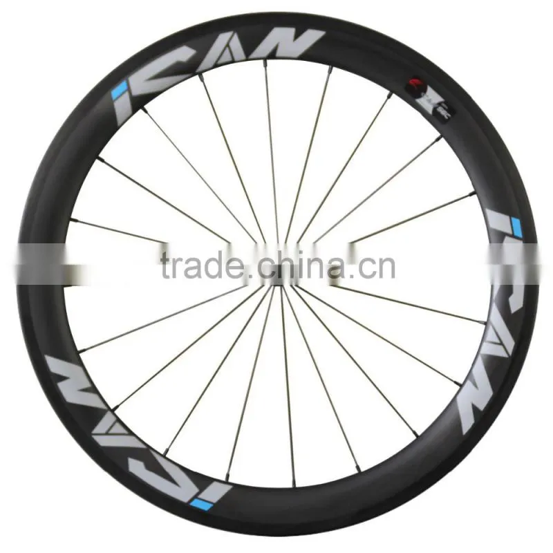 Toray full carbon 56mm road bicycle carbon wheels,carbon bike wheels clincher Novatec Sapim CX-Ray spokes 27mm width 56C