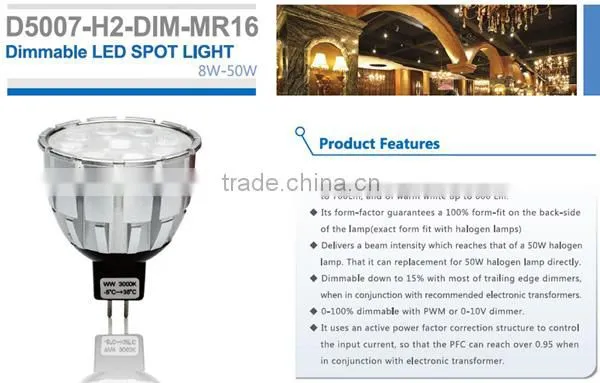 GU5.3 MR16 led light 8W 12VDC/AC