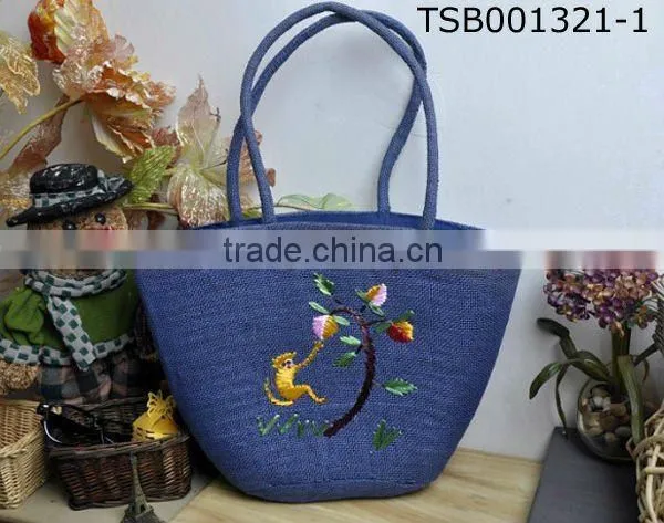 hot sale fashion cheap straw kids beach bag