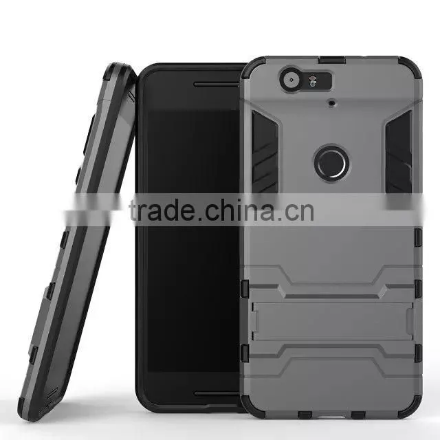 TPU Rubber Back Stand Case for Huawei nexus 6p TPU+PC Cover Case with Stents MT-4904