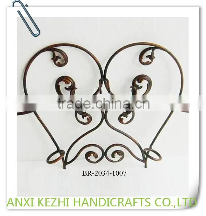 BR-2034-1007 Decorative Metal Wall Mounted 2 Bottles Wine Holder Rack