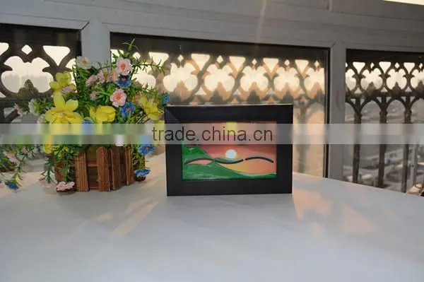 Black wooden frame moving sand pictures/flowing sand pictures