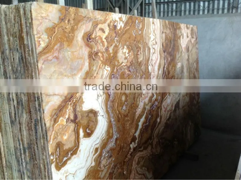 Cheap tiger flower brown onyx marble tile slab