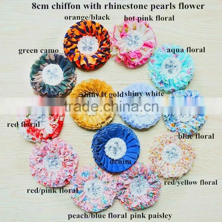 New HOT SALE!! large Denim Lace Flower - denim fabric bowknot hair accessories wholesale