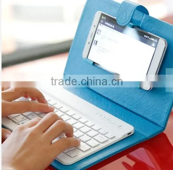 Universal Wireless Bluetooth Keyboard Holster Flip PU Case Cover For Cellphone in 4.5''-6.5'