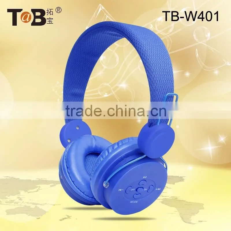 Wireless cute headphone high quality headphone with fm radio memory card function from China factory