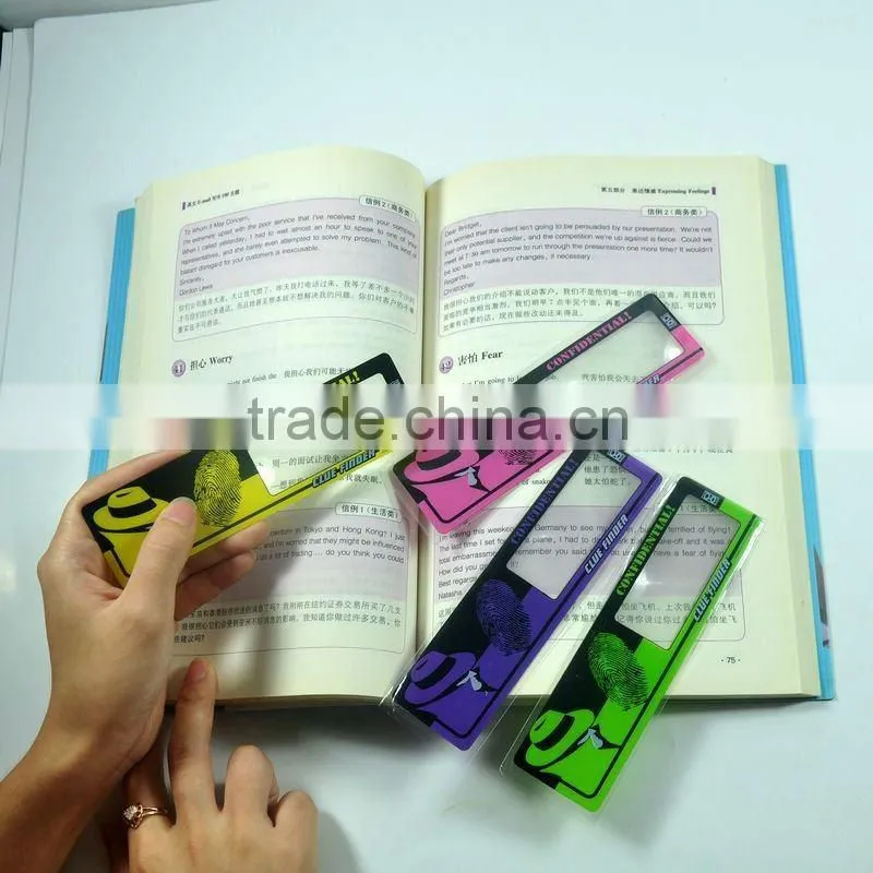 Credit card hand magnifiers glass/hand lens with calibration for promotion gift/plastic magnifying glass