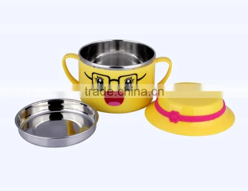2015 latest product of china wholesale stainless steel kids rice dinnerware set