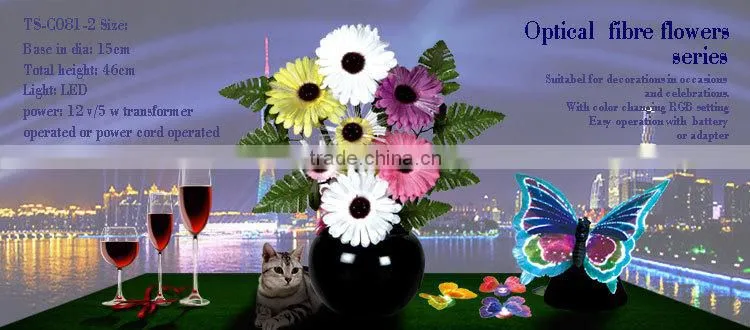 Holiday weddings decorative fiber optic and cloth artificial flower with led